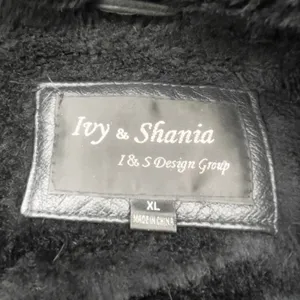 Ivy And Shania Women‎ Leather Jacket XL Belted Faux Fur Hooded Winter Edgy thumbnail 9