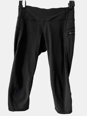 Lululemon Black Capri Women’s Leggings Size 10 Pull Over Pockets thumbnail 1