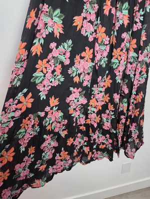 Maxi Length Tiered Floral Skirt Cotton Blend Boho Gypsy Hippie Cottagecore M thumbnail 5