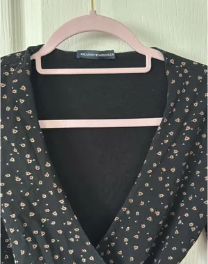 Brandy Melville Black Floral Wrap Top thumbnail 2