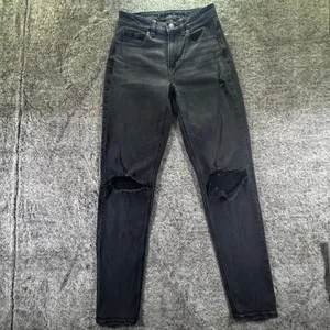 American Eagle Denim Jeans Stretch Distressed Jeans Women's 0 Black thumbnail 2