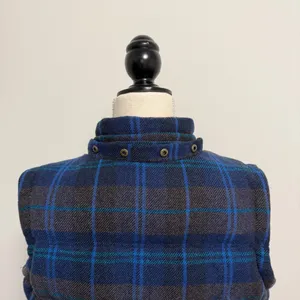 Boden Blue Brown Plaid Wool Blend Zip Up Hooded Puffer Pembroke Down Vest 6 thumbnail 7
