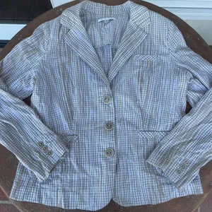 Retro cream and white striped blazer with buttons / fits sz S-L thumbnail 4