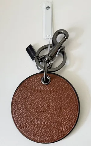 Coach NYC Baseball Keyring fob/ brown leather thumbnail 1
