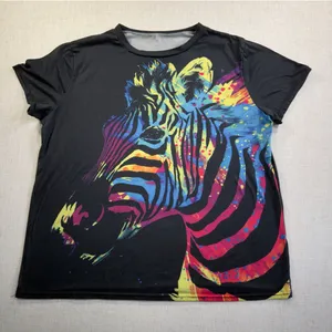 Unisex Colorful Rainbow Paint Splatter Zebra Graphic T-Shirt All Over Print XL T thumbnail 1