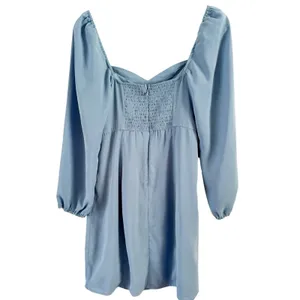 Abercrombie & Fitch Blue Puff Sleeve Smocked Knee Length Dress Size Small thumbnail 2