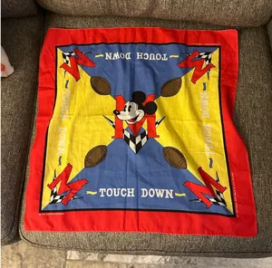 Vintage Disney Mickey Mouse Football Touchdown‎ Bandana Scarf 100% Cotton VGUC thumbnail 1