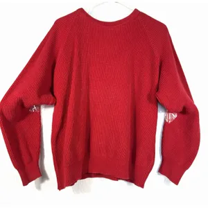 LL Bean Sweater Women’s L Red Cotton Ribbed Knit Pullover Made USA Vintage thumbnail 2