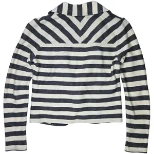 Ann Taylor LOFT‎ Women XS Striped Cotton Knit Blazer Jacket Gray White 312468 thumbnail 2