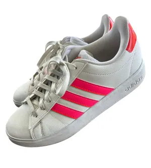 adidas Grand court classic white leather striped lace up sneakers ladies 9.5 M thumbnail 1