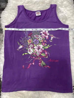 Purple Floral Hummingbird Graphic Sleeveless Tank Boho Grannycore Garden Cottage thumbnail 4
