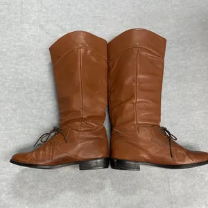 Vintage LL Bean Womens 7 M Tall Tan Brown Soft Leather‎ Riding Lace Boots Canada thumbnail 2