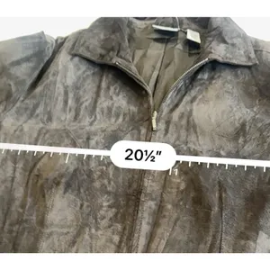 Chico’s Genuine Brown Suede Leather Zip Jacket 90s Y2K Minimalist⁠ size large thumbnail 7