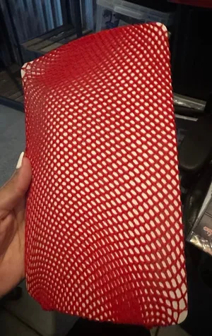 Red fishnet stockings with a classic open thumbnail 1