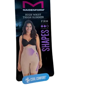 Maidenform High Waist Thigh Slimmer Shapewear Beige‎ Cool Comfort Firm Control M thumbnail 7