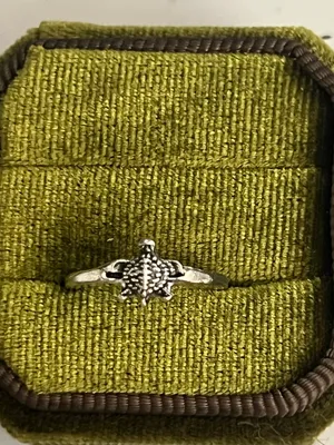 Boho Design Silver Turtle Stainless Steel Band Size 6 thumbnail 1