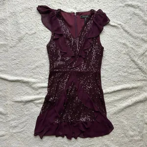 BCBGMaxAzria Purple Sequin Ruffle Mini Dress Size Small thumbnail 4