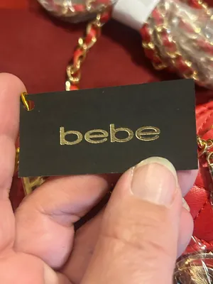 Bebe Red Quilted Heart Crossbody Bag with Gold Chain Charms thumbnail 3