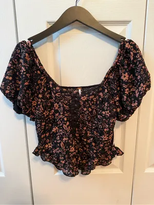 Free People Oh Baby Lace Corset Top in Black Combo thumbnail 2