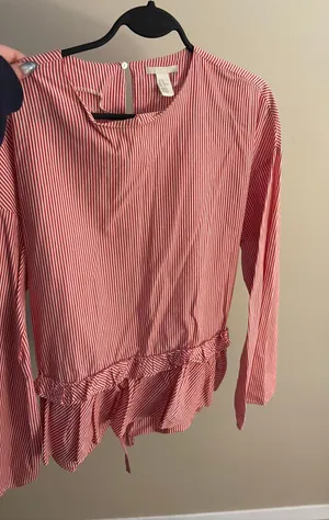 H&M Red Striped Blouse thumbnail 1
