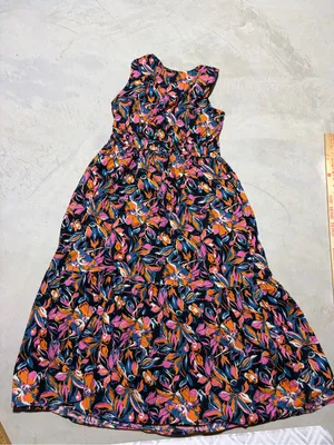 French Connection orange pink blue Floral Twist-Front Maxi Dress XL thumbnail 5