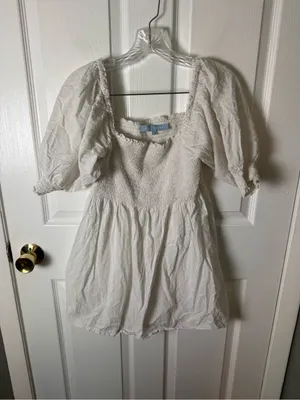Hill House Athena Nap Dress in White Swiss Dot S thumbnail 2