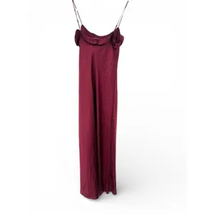 Reformation S Aribella Dress 100% Silk Ruffle Sleeveless Midi Bias Cut Burgundy thumbnail 5