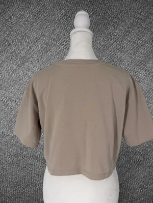 Zara Taupe Cropped Boxy T-Shirt Size Small thumbnail 8