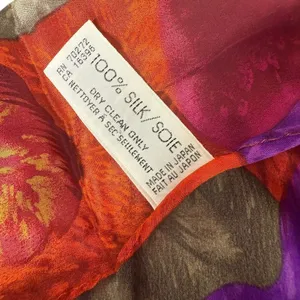 Liz Claiborne Vintage 80s 100% Silk Lightweight Scarf Floral Red Abstract Made in Japan 55" thumbnail 5