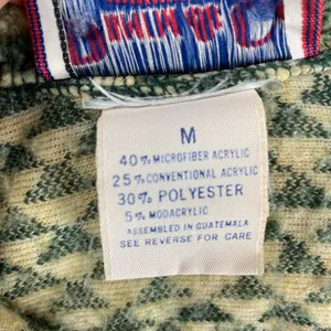 Vintage 90s Womens Fair Isle Moose Christmas Fleece Shirt Jacket Shacket Medium thumbnail 8