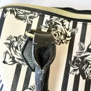 Betsey Johnson Blue Bow Faux Leather Floral Stripe Dome Satchel Bag Handbag thumbnail 9
