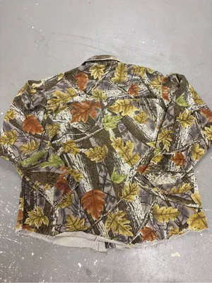 Vintage Master Sportsman Camo Button Up Shirt Womens XL Raw Hem Real Tree Leaves thumbnail 6