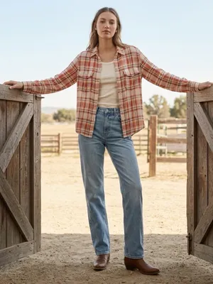 Golden TNA Plaid Gauzy Cotton Shirt Womens Small Western Country Rodeo Cowgirl thumbnail 7