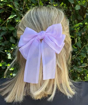 Purple Lavender clip Bow thumbnail 1