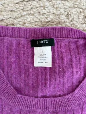 J. Crew Cable Knit Sweater Magenta thumbnail 2