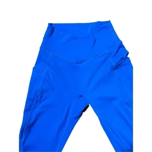 Womens bright blue full‎ length leggings athletic pants sz Small thumbnail 5