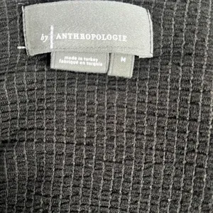 Anthropologie Long Sleeve Top Black Waffle Knit V-Neck Textured, Size Medium thumbnail 5