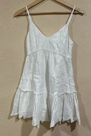 Minkpink White Nirvana Embroidered Leaf Swing Mini Dress XS thumbnail 1