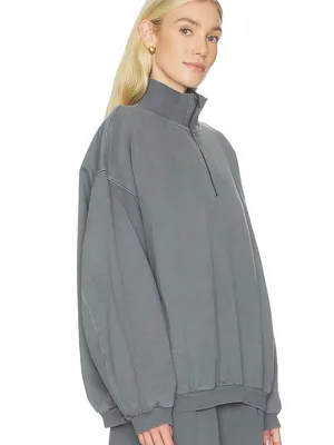 Skims Boyfriend Fleece Slouchy Turtleneck Pullover Sweatshirt In Gray size small thumbnail 3