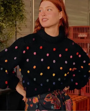 Farm Rio Rainbow Dots Sweater Size XS thumbnail 1