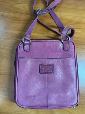 Vintage‎ Y2K Fossil Pebbled Leather Pink Violet Crossbody Purse Bag Adjustable thumbnail 3