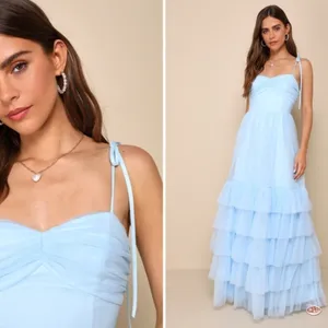 LULU's Prom Wedding Boho Romantic Tiered Ruffles Maxi Dress NWOT thumbnail 3