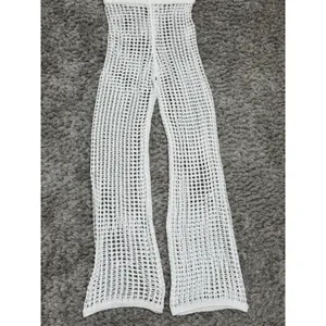 Polly Crochet Open Knit Pants Women’s Size 4 Wide Leg White Beachy Coastal thumbnail 2