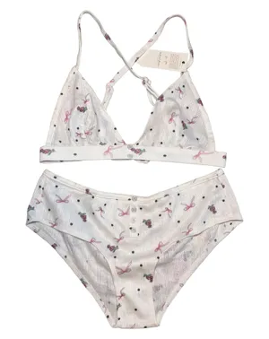 NWT For Love and Lemons Victoria’s Secret White Pointelle Bralette and Panties Set thumbnail 1