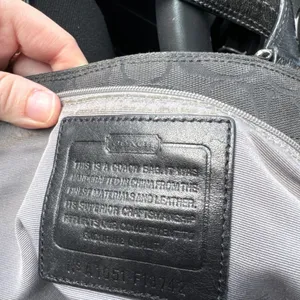 Coach Black Signature Canvas Shoulder Tote with Leather Trim thumbnail 4