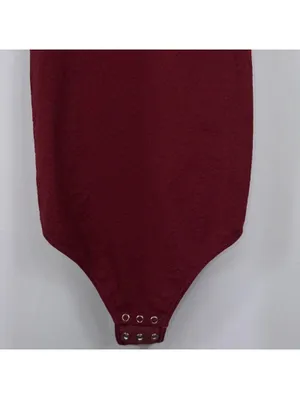 Yummie S/M Burgundy Textured V-Neck Bodysuit thumbnail 3