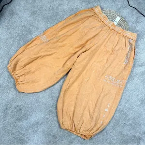 NWT By Anthropologie Embroidered Parachute Pants Linen Blend Boho Mango Mojito L thumbnail 7