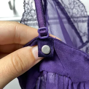 Stella McCartney Silk Sheer Camisole Lingerie Top with Lace Detail Purple Small thumbnail 10