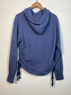 Aerie Blue Side Ruched Pullover Hoodie Sweatshirt Small thumbnail 1