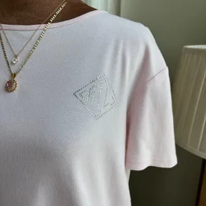 2000s Vintage Lauren Ralph Lauren Pink Cotton Baby Tee Rhinestone Logo‎ Medium thumbnail 2